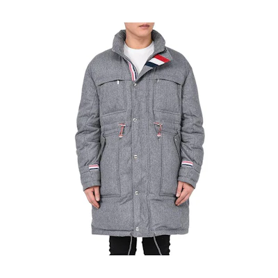 Thom Browne Grey Slim-Fit Hooded Zip Front Long Jacket MOD067X-07478-035
