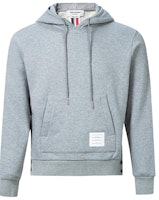 Thom Browne Grey Solid Hoodie with Triple Stripe on Back MJT086A-03377-055 Thom Browne Grey Solid Hoodie with Triple Stripe on Back MJT086A-03377-055