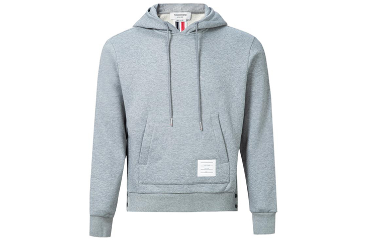 Order Thom Browne Hoodie Abu-Abu dengan Triple Stripe di Belakang. MJT086A-03377-055
