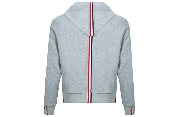 Lookbook Thom Browne Hoodie Abu-Abu dengan Triple Stripe di Belakang. MJT086A-03377-055