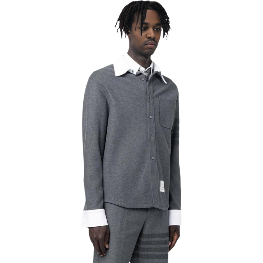 Thom Browne Grey Stripe Collar Single-Breasted Long-Sleeve Jacket for Men MJT361A-06772-035 圖 3