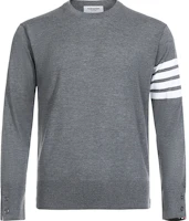 Thom Browne Grey Striped Crewneck Long Sleeve Sweater MKA002A-00014-038 Thom Browne Grey Striped Crewneck Long Sleeve Sweater MKA002A-00014-038