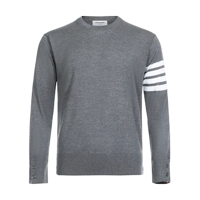 Thom Browne Grey Striped Crewneck Long Sleeve Sweater MKA002A-00014-038