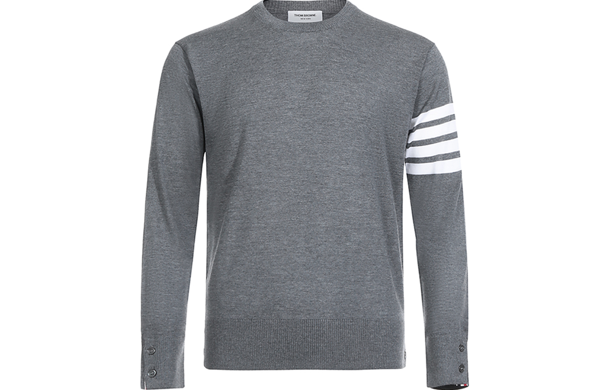 Order Sweater Lengan Panjang Bergaris Kelabu Thom Browne MKA002A-00014-038