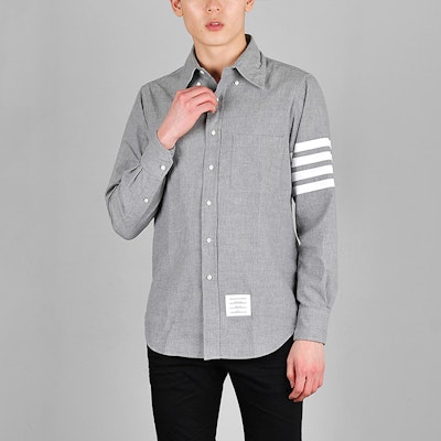 THOM BROWNE 灰色條紋長袖襯衫 春季系列 MWL272E-00111-035 Shop THOM BROWNE 灰色條紋長袖襯衫 春季系列 MWL272E-00111-035