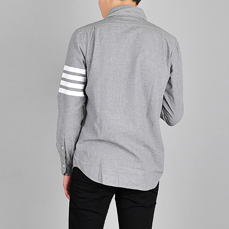 Sizing THOM BROWNE 灰色條紋長袖襯衫 春季系列 MWL272E-00111-035