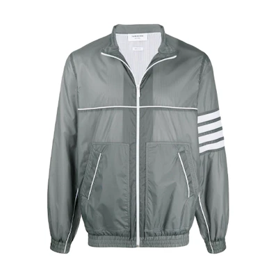 Thom Browne Grey Striped Nylon Zip-Up Jacket MJT266A-06859-045