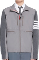 THOM BROWNE Grey Striped Wool Nylon Bomber Jacket MKJ060A-00014-055 THOM BROWNE Grey Striped Wool Nylon Bomber Jacket MKJ060A-00014-055