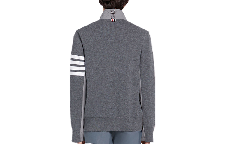 Lookbook THOM BROWNE 灰色條紋羊毛尼龍飛行外套 MKJ060A-00014-055