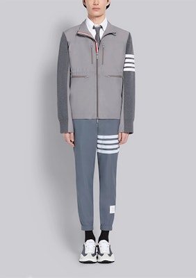 THOM BROWNE 灰色條紋羊毛尼龍飛行外套 MKJ060A-00014-055 Purchase THOM BROWNE 灰色條紋羊毛尼龍飛行外套 MKJ060A-00014-055