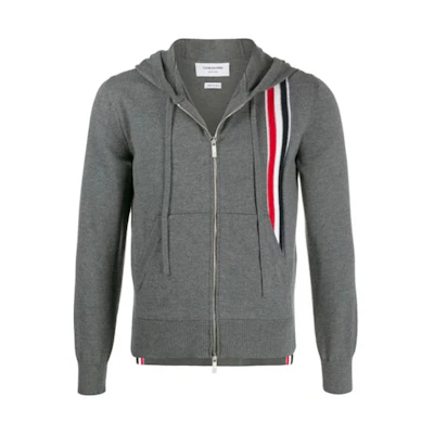 THOM BROWNE Grey Triple Stripe Hoodie Sweatshirt MKC287A-00014-035