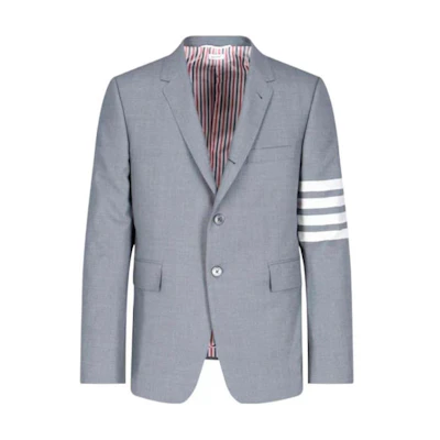 THOM BROWNE Grey Wool Blazer with Four Stripes - Fall Collection MJC001A-06146-035