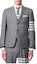 Shop THOM BROWNE 灰色羊毛西裝外套四條紋 - 秋季系列 MJC001A-06146-035