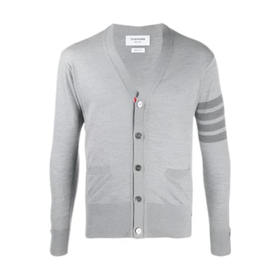Thom Browne Grey Wool Cardigan Sweater Classic 4-Bar SS21 MKC002B-00014-055