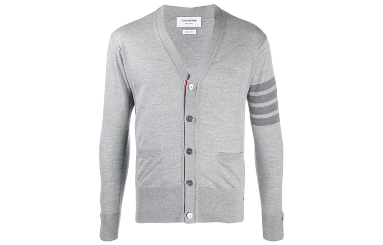 Order Cardigan de Lana Gris Clásico 4-Bar Thom Browne SS21 MKC002B-00014-055