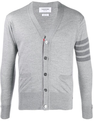 Cardigan de Lana Gris Clásico 4-Bar Thom Browne SS21 MKC002B-00014-055 Order Cardigan de Lana Gris Clásico 4-Bar Thom Browne SS21 MKC002B-00014-055