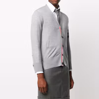 Lookbook Thom Browne Grey Wool Cardigan Sweater Classic 4-Bar SS21 MKC002B-00014-055