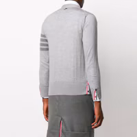 Shop Thom Browne Grey Wool Cardigan Sweater Classic 4-Bar SS21 MKC002B-00014-055