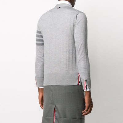 Cardigan de Lana Gris Clásico 4-Bar Thom Browne SS21 MKC002B-00014-055 Shop Cardigan de Lana Gris Clásico 4-Bar Thom Browne SS21 MKC002B-00014-055