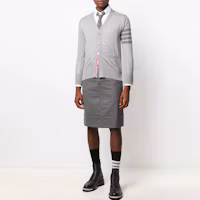 Purchase Thom Browne Grey Wool Cardigan Sweater Classic 4-Bar SS21 MKC002B-00014-055