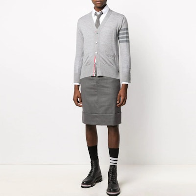 Cardigan de Lana Gris Clásico 4-Bar Thom Browne SS21 MKC002B-00014-055 Purchase Cardigan de Lana Gris Clásico 4-Bar Thom Browne SS21 MKC002B-00014-055