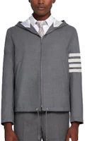Thom Browne Grey Wool Jacket with Four Stripes Hoodie MJO136A-06146-035 Thom Browne Grey Wool Jacket with Four Stripes Hoodie MJO136A-06146-035