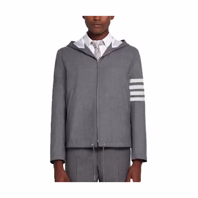 Thom Browne Grey Wool Jacket with Four Stripes Hoodie MJO136A-06146-035