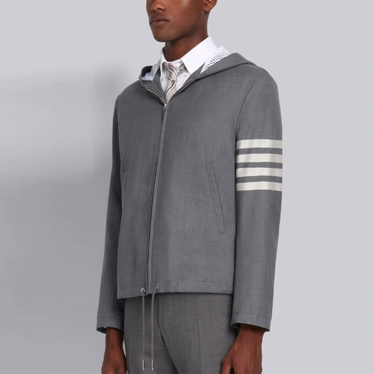 Thom Browne Grey Wool Jacket with Four Stripes Hoodie MJO136A-06146-035 圖 4