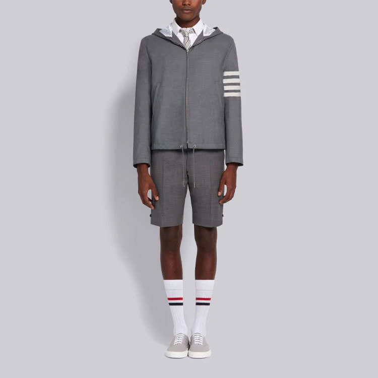 Thom Browne Grey Wool Jacket with Four Stripes Hoodie MJO136A-06146-035 圖 5