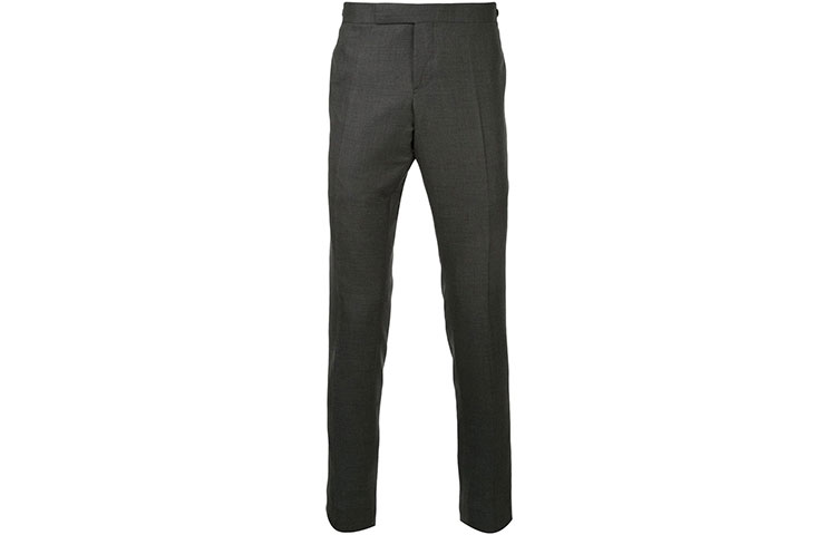 Order Thom Browne Celana Kasual Abu-abu Wool Straight-Leg Cropped Pria. MTC159A-00626-025