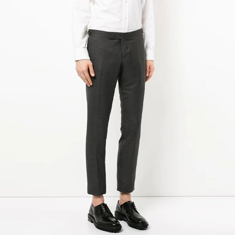 Purchase Thom Browne Celana Kasual Abu-abu Wool Straight-Leg Cropped Pria. MTC159A-00626-025
