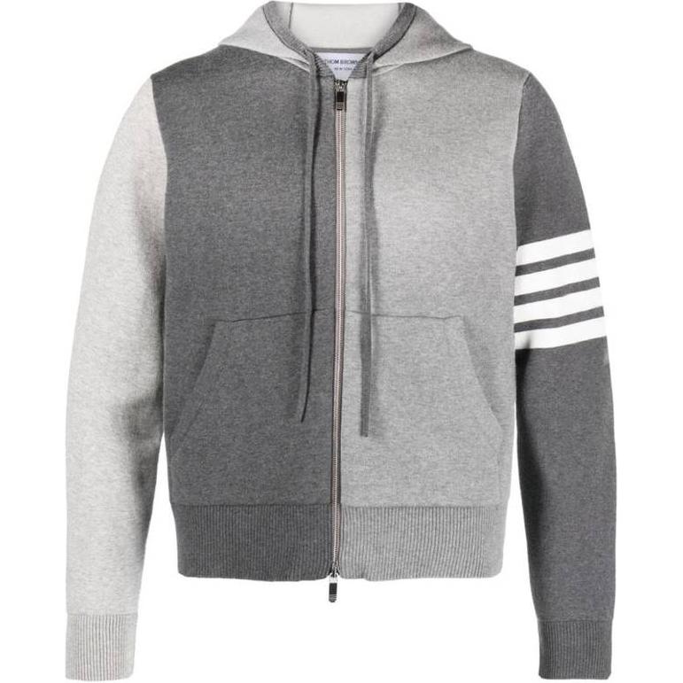 Thom Browne Grey Zip-Up Hoodie Jacket with Drawstring MKT012F-Y3005-982