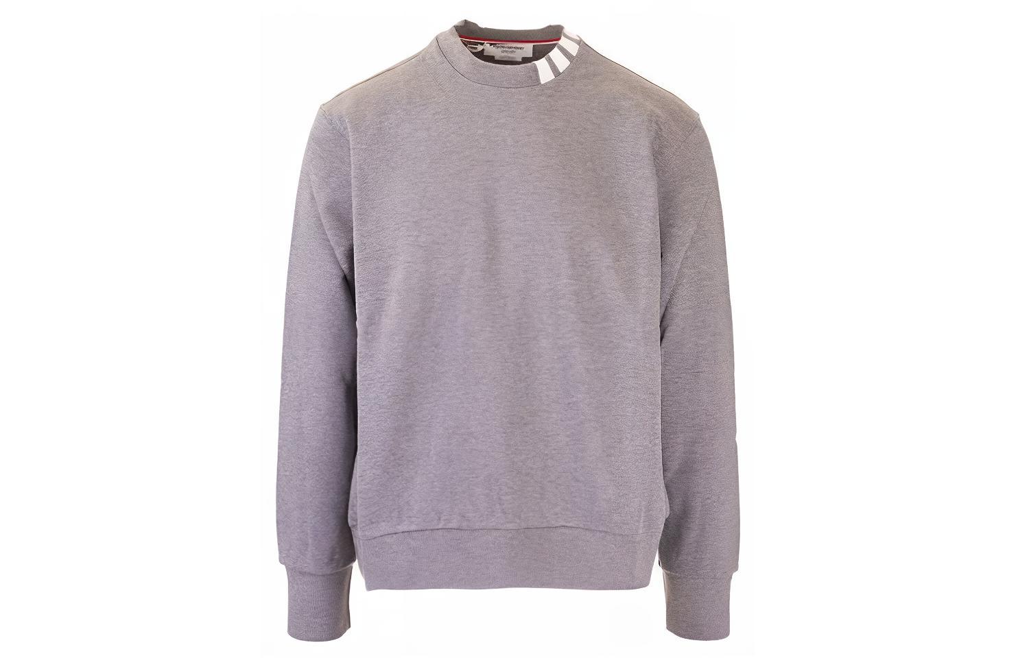 THOM BROWNE Heather Grey Sweatshirt with Four-Stripe Detail MJT255A-06931-035