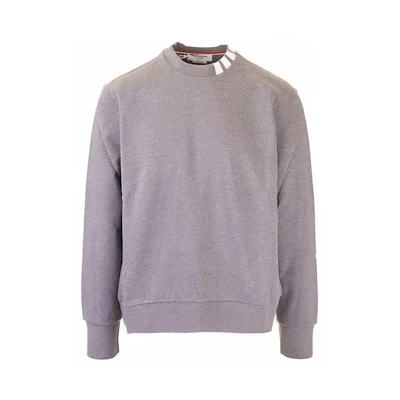 THOM BROWNE Heather Grey Sweatshirt with Four-Stripe Detail MJT255A-06931-035