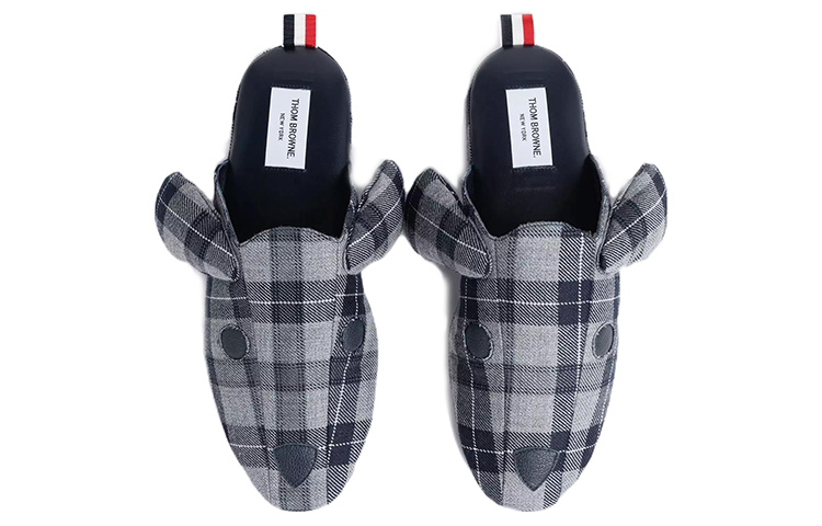 Shop Thom Browne Hector Slippers 'Grey Black Shearling' MFL052A08155