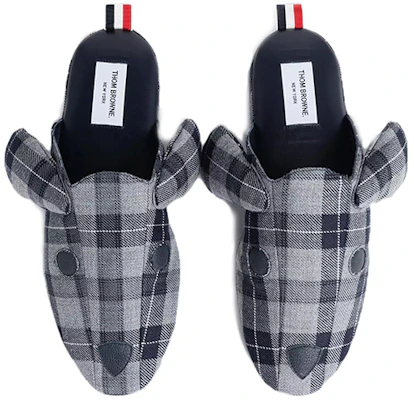 Thom Browne Hector Slippers 'Grey Black Shearling' MFL052A08155 Shop Thom Browne Hector Slippers 'Grey Black Shearling' MFL052A08155