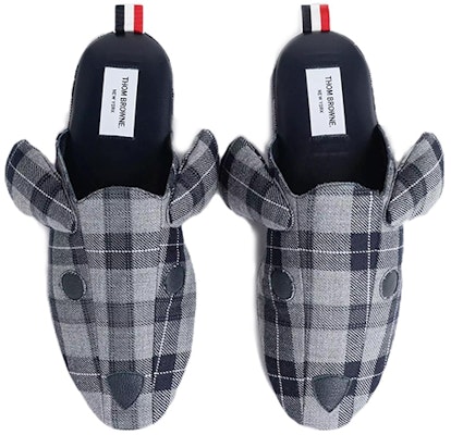 Thom Browne Hector Slippers 'Grey Black Shearling' MFL052A08155 Shop Thom Browne Hector Slippers 'Grey Black Shearling' MFL052A08155