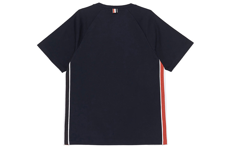 THOM BROWNE Interlocking Stripe Cotton T-Shirt - Navy Blue MJS114A-06168-415