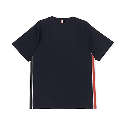 THOM BROWNE Interlocking Stripe Cotton T-Shirt - Navy Blue MJS114A-06168-415