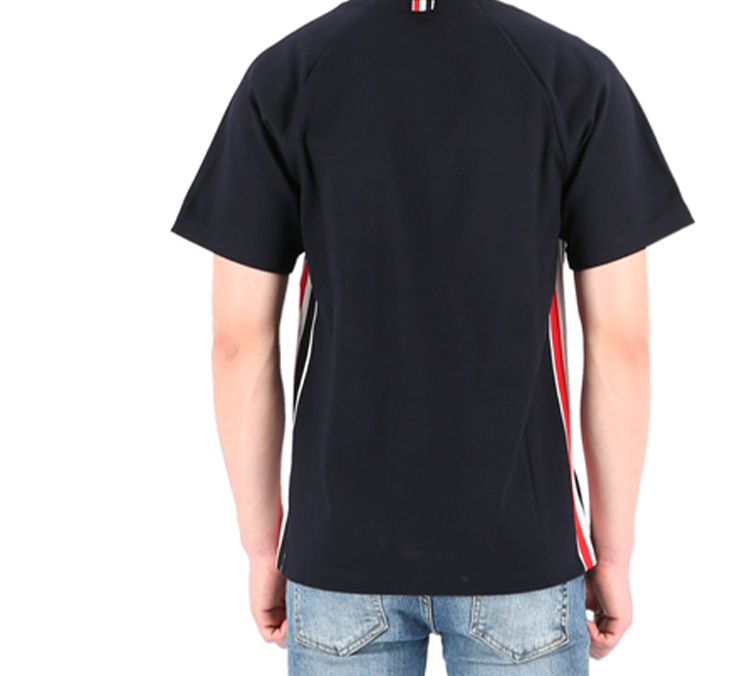 Shop 汤姆布朗 条纹拼接棉质T恤 - 藏青色 MJS114A-06168-415