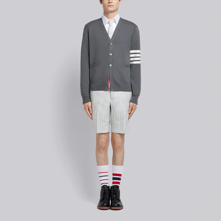 Thom Browne Ivy Boy Gray Striped Cotton Knit Cardigan Men’s Sweater MKC171A-00219-035 圖 3