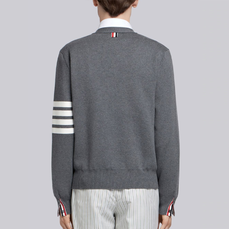 Thom Browne Ivy Boy Gray Striped Cotton Knit Cardigan Men’s Sweater MKC171A-00219-035 圖 5