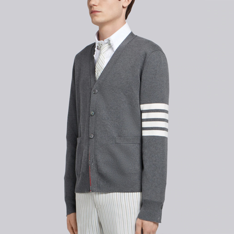 Thom Browne Ivy Boy Gray Striped Cotton Knit Cardigan Men’s Sweater MKC171A-00219-035 圖 6