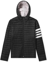 Thom Browne Ivy Quilted 4-Bar Hooded Down Jacket Winter Black. MJD022X-05411-001 Thom Browne Ivy Quilted 4-Bar Hooded Down Jacket Winter Black. MJD022X-05411-001