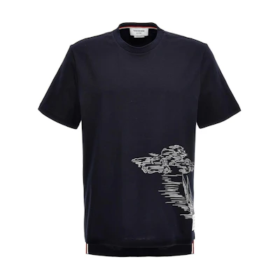 THOM BROWNE Landscape Print Crewneck Short Sleeve T-Shirt Fashion. MJS223A-J0058-415