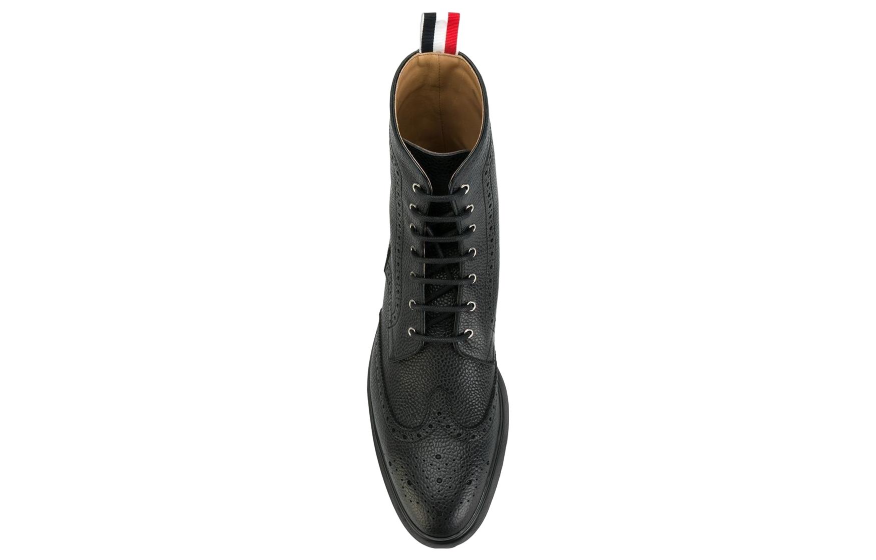 Shop Botas de Cuero Thom Browne 'Correa de Moda Negra' MFR016M00198001