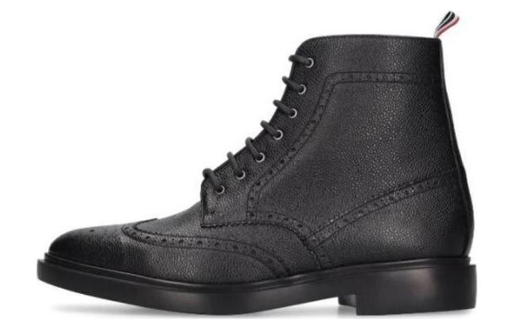 Thom Browne Leather Cap-Toe Lace-Up Boots 'Black'