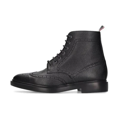 Thom Browne Leather Cap-Toe Lace-Up Boots 'Black'