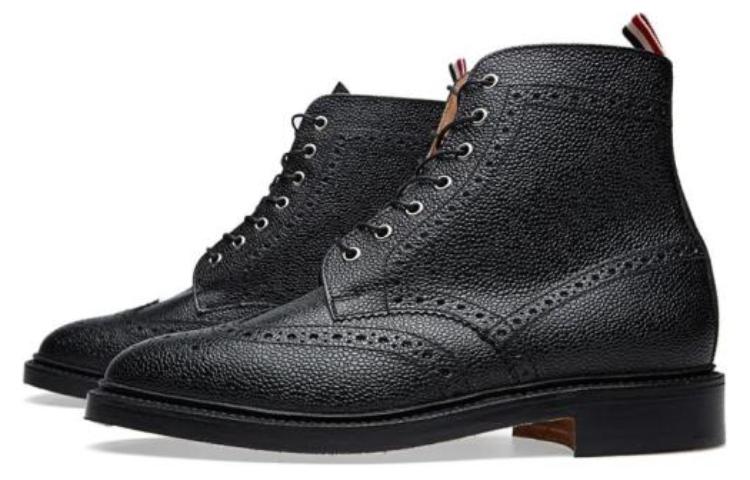 Thom Browne Leather Cap-Toe Lace-Up Boots 'Black' 圖 3
