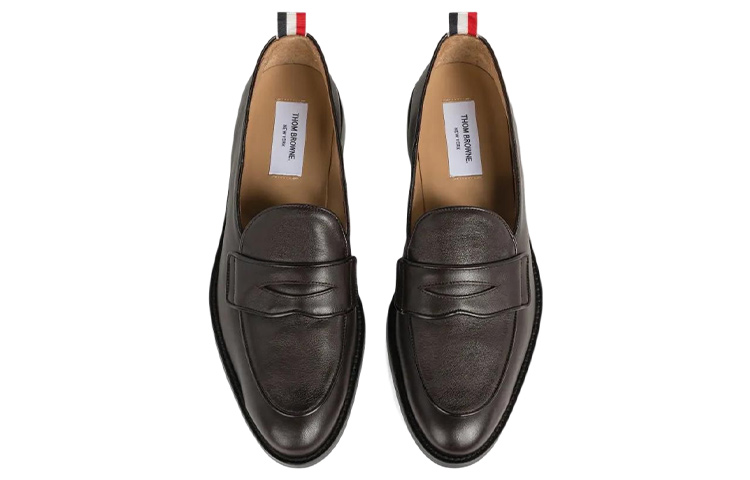Shop 汤姆布朗 棕色皮革乐福鞋 MFL087A05584205